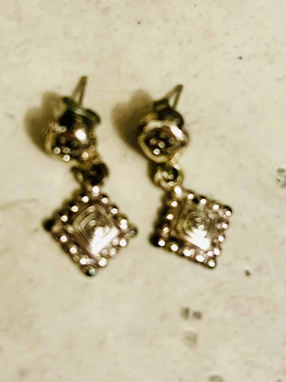 Brighton Silver-Tone Square Dangle Earrings- excellent condition!